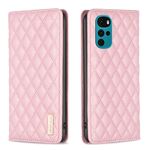 Per Motorola Moto G22 Custodia per cellulare magnetica in pelle con reticolo diamantato (rosa)