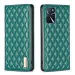 Per OPPO A16s / A16 / A54s / A55 5G / A54 4G Custodia per cellulare magnetica in pelle con reticolo diamantato (verde)