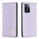 Per OPPO A57 4G Diamond Lattice Custodia per cellulare magnetica in pelle (viola)