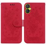 Custodia per telefono in pelle goffrata Tecno Camon 19 Neo Butterfly Rose (rossa)