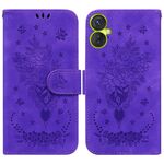 Custodia per telefono in pelle goffrata Tecno Camon 19 Neo Butterfly Rose (viola)