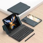 Per Samsung Galaxy Z Fold4 GKK Custodia in pelle con tastiera magnetica pieghevole Bluetooth con penna + custodia per telefono (verde scuro)