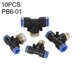 PB6-01 LAIZE Connettore rapido pneumatico a T tipo T in plastica da 10 pezzi