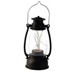 Decorazione della tavola della lanterna retrò Decorazione della scena di Natale Lampada a olio di simulazione (nero)