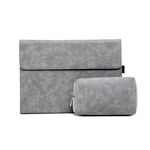 Supporto per custodia protettiva per tablet Microsoft Surface Pro 8 (custodia grigia in pelle di pecora sudafricana + borsa per alimentatore)