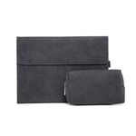 Supporto per custodia protettiva per tablet Microsoft Surface Pro 8 (custodia nera in pelle di pecora sudafricana + borsa per alimentatore)