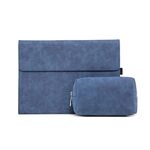 Supporto per custodia protettiva per tablet Microsoft Surface Pro 8 (custodia blu in pelle di pecora sudafricana + borsa per alimentatore)