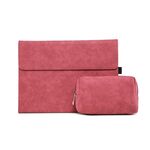 Supporto per custodia protettiva per tablet Microsoft Surface Pro 8 (custodia rossa in pelle di pecora sudafricana + borsa per alimentatore)