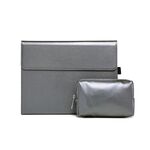 Supporto per custodia protettiva per tablet Microsoft Surface Pro 8 (custodia grigia in pelle di agnello in microfibra + borsa per alimentatore)