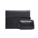 Supporto per custodia protettiva per tablet Microsoft Surface Pro 8 (custodia nera in pelle di agnello in microfibra + borsa per alimentatore)