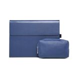 Supporto per custodia protettiva per tablet Microsoft Surface Pro 8 (custodia blu in pelle di agnello in microfibra + borsa per alimentatore)