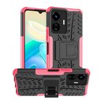 Per vivo Y77 Tire Texture TPU + Custodia per PC con supporto (rosa)