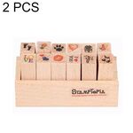 2 set D25 12 pezzi/set di francobolli decorativi per manuali di cartone animato in legno (B)