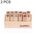 2 set D25 12 pezzi/set di francobolli decorativi per manuali di cartone animato in legno (D)