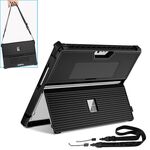 Custodia per tablet cava a strisce per Microsoft Surface Pro 8 con coperchio del supporto e tracolla (nero)