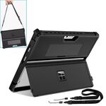 Per Microsoft Surface Pro 9 Custodia per tablet cava a righe con custodia e tracolla (nero)