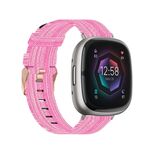 Per Fitbit Sense cinturino in tela di nylon intrecciata (rosa)