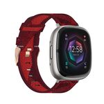 Per Fitbit Sense cinturino in tela intrecciata in nylon (rosso)