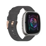 Per cinturino dell'orologio in tela intrecciata di nylon Fitbit Sense (grigio scuro)