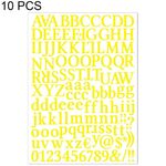 10 PCS Impermeabile Alfabeto Manuale FAI DA TE Adesivo Regalo Decorazione Ufficio Adesivo (Giallo)