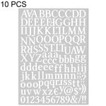 10 PCS Impermeabile Alfabeto Manuale Fai Da Te Adesivo Regalo Decorazione Ufficio Adesivo (Bianco)