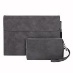Per Microsoft Surface Pro 9 Custodia protettiva antiurto all-inclusive in pelle di pecora con Power Bag (grigio)