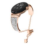 Per Google Pixel Watch Cinturino regolabile con catena diamantata da 20 mm (oro rosa + argento)