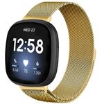 Per Fitbit Versa 4 / Versa 3 20mm Milanese Cinturino Magnetico in Metallo con Fibbia Diviso(Oro)