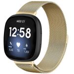Per Fitbit Versa 4/Versa 3 20mm Milanese Cinturino Magnetico in Metallo con Fibbia Divisa (Retrò Oro)
