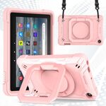 Per Amazon Kindle Fire 7 2022 Custodia per tablet con supporto per bracciale in silicone + PC (oro rosa)