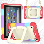 Per Amazon Kindle Fire 7 2022 Custodia per tablet con supporto per bracciale in silicone + PC (rosso brillante)