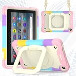 Per Amazon Kindle Fire 7 2022 Custodia per tablet con supporto in silicone + PC (rosa brillante)