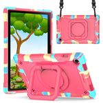 Per Samsung Galaxy Tab A8 10.5 2021 Custodia per tablet con supporto per bracciale in silicone + PC (camouflage + rosa rossa)