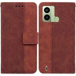 Per Tecno Pop 6 Custodia per cellulare in pelle con impronta geometrica goffrata con impronte digitali (marrone)