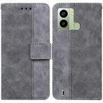 Per Tecno Pop 6 Custodia per cellulare in pelle con impronta geometrica in rilievo con impronte digitali (grigio)