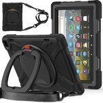 Custodia protettiva per tablet Amazon Fire HD 8 2022 in silicone + PC con supporto e tracolla (nero)