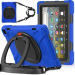 Custodia protettiva per tablet Amazon Fire HD 8 2022 in silicone + PC con supporto e tracolla (blu)