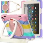 Custodia protettiva per tablet Amazon Fire HD 8 2022 in silicone + PC con supporto e tracolla (rosa colorato)