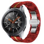 Per orologio Samsung Galaxy 46mm Cinturino in acciaio inossidabile con armatura in metallo (rosso + oro)
