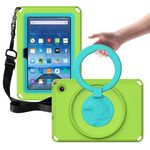 Custodia per tablet antiurto per Amazon Kindle Fire HD7 2022 EVA + PC con telaio impermeabile (verde erba)