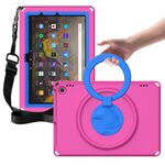 Custodia per tablet antiurto per Amazon Kindle Fire HD10 2021 EVA + PC con telaio impermeabile (rosa rossa)