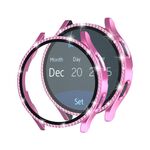 Per Samsung Galaxy Watch4 40 mm singola fila di diamanti elettrolitico PC + cassa dell'orologio in pellicola temperata (rosa)