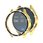Per Samsung Galaxy Watch4 40mm Singola fila diamante elettrolitico PC + cassa dell'orologio in pellicola temperata (oro)