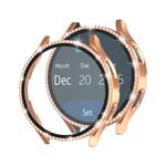 Per Samsung Galaxy Watch4 40 mm singola fila di diamanti elettrolitico PC + cassa dell'orologio in pellicola temperata (oro rosa)