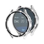 Per Samsung Galaxy Watch4 40 mm singola fila di diamanti elettrolitico PC + cassa dell'orologio in pellicola temperata (argento)