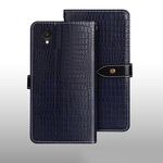 Per Alcatel 1 Ultra idewei Custodia per cellulare in pelle di coccodrillo (blu scuro)
