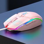 Mouse da gioco per ufficio con cavo USB luce colorata S700 (rosa)