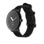 Per Google Pixel Watch cinturino con fibbia in acciaio intrecciato in nylon (nero + nero)
