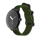 Per Google Pixel Watch cinturino con fibbia in acciaio intrecciato in nylon (verde militare + nero)
