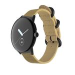 Per Google Pixel Watch cinturino con fibbia in acciaio intrecciato in nylon (cachi + nero)